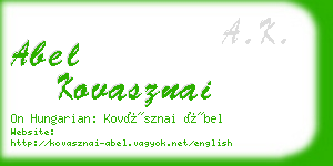 abel kovasznai business card